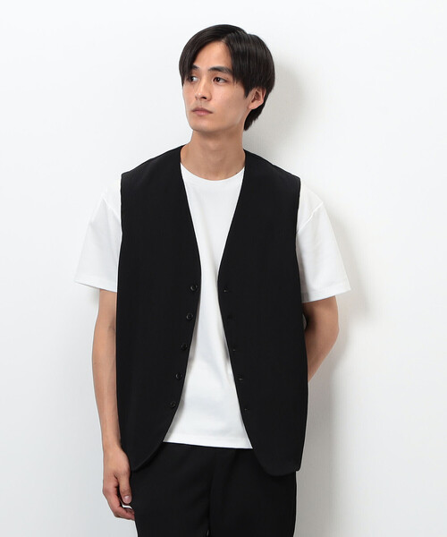 COMME CA ISM(コムサイズム)の「【セットアップ対応】ポリエステル 楊柳 ジレ(ベスト・メンズ・チャコール/ブラック・FREE)」の1枚目の写真