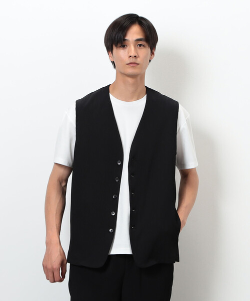 COMME CA ISM(コムサイズム)の「【セットアップ対応】ポリエステル 楊柳 ジレ(ベスト・メンズ・チャコール/ブラック・FREE)」の7枚目の写真