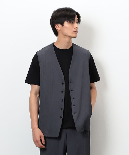 COMME CA ISM(コムサイズム)の「【セットアップ対応】ポリエステル 楊柳 ジレ(ベスト・メンズ・チャコール/ブラック・FREE)」の9枚目の写真