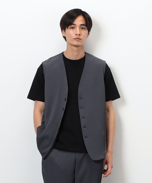 COMME CA ISM(コムサイズム)の「【セットアップ対応】ポリエステル 楊柳 ジレ(ベスト・メンズ・チャコール/ブラック・FREE)」の10枚目の写真