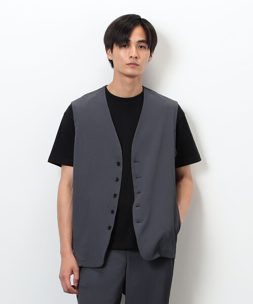 COMME CA ISM(コムサイズム)の「【セットアップ対応】ポリエステル 楊柳 ジレ(ベスト・メンズ・チャコール/ブラック・FREE)」の3枚目の写真