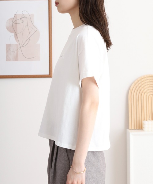 atONE(アットワン)の「シフォンビスチェキャミ+天竺ロゴプリントTシャツアンサンブル(Tシャツ/カットソー・レディース・ブラック/ブルーグレー/チャコール・M/L/LL/3L)」の7枚目の写真