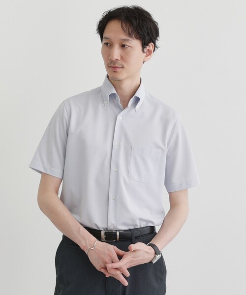 TAKEO KIKUCHI(タケオキクチ)の「ユーティリティ ピンヘッド 半袖シャツ(ビジネスシャツ・メンズ・ライトグレー/ブルー/ブルー系その他・02/03/04)」の2枚目の写真