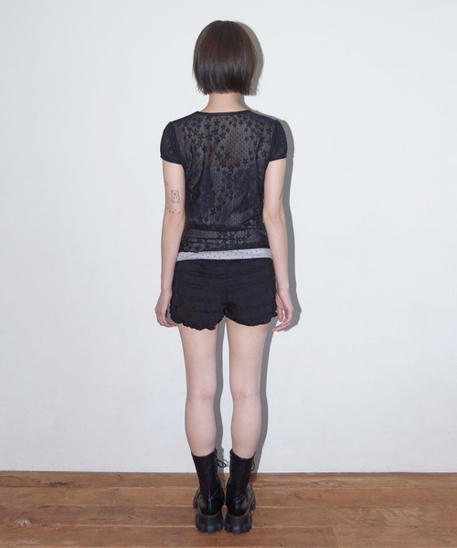 FANCY CLUB（ファンシークラブ）の「FANCY CLUB／パフレースTEE（Tシャツ/カットソー・レディース・ホワイト/ブラック・FREE）」の6枚目の写真