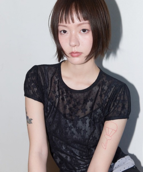 FANCY CLUB（ファンシークラブ）の「FANCY CLUB／パフレースTEE（Tシャツ/カットソー・レディース・ホワイト/ブラック・FREE）」の12枚目の写真