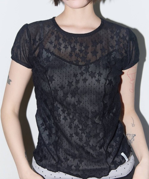 FANCY CLUB（ファンシークラブ）の「FANCY CLUB／パフレースTEE（Tシャツ/カットソー・レディース・ホワイト/ブラック・FREE）」の13枚目の写真