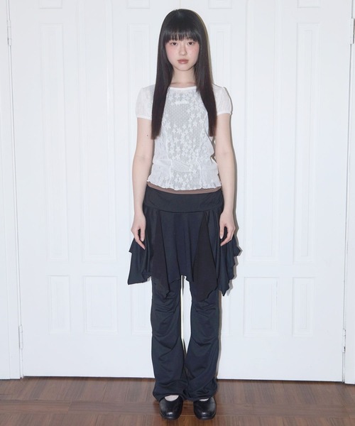 FANCY CLUB（ファンシークラブ）の「FANCY CLUB／パフレースTEE（Tシャツ/カットソー・レディース・ホワイト/ブラック・FREE）」の14枚目の写真