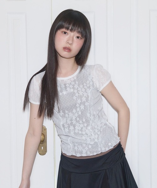 FANCY CLUB（ファンシークラブ）の「FANCY CLUB／パフレースTEE（Tシャツ/カットソー・レディース・ホワイト/ブラック・FREE）」の18枚目の写真