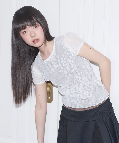 FANCY CLUB（ファンシークラブ）の「FANCY CLUB／パフレースTEE（Tシャツ/カットソー・レディース・ホワイト/ブラック・FREE）」の19枚目の写真