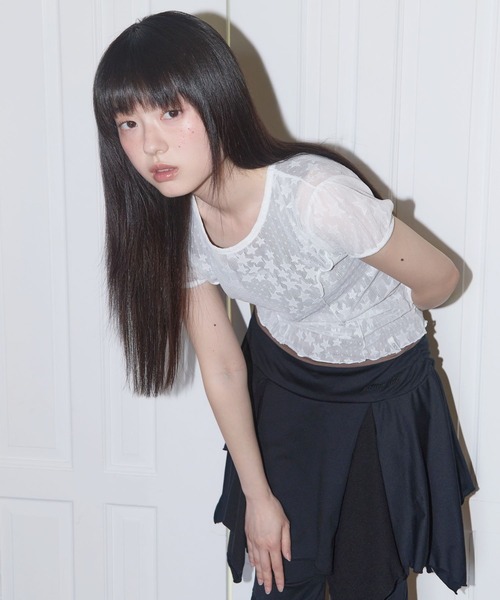 FANCY CLUB（ファンシークラブ）の「FANCY CLUB／パフレースTEE（Tシャツ/カットソー・レディース・ホワイト/ブラック・FREE）」の20枚目の写真