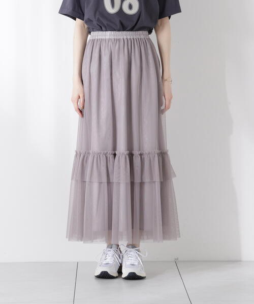 PROPORTION BODY DRESSING（プロポーションボディドレッシング）の「チュールティアードスカート / 1215220500（スカート・レディース・ダークグレー/グレー・MEDIUM/P/S）」の6枚目の写真