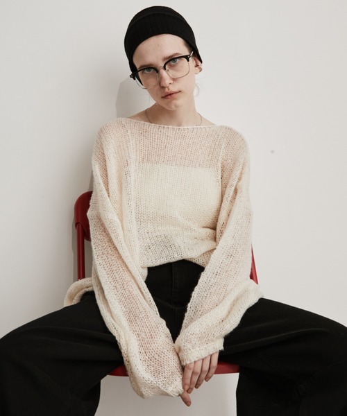 Auntie Rosa Holiday(アンティローザホリデー)の「モヘアタッチルーズメッシュニット(ニット/セーター・レディース・ブラウン/ナチュラル/ブラック/ピンク・FREE)」の1枚目の写真