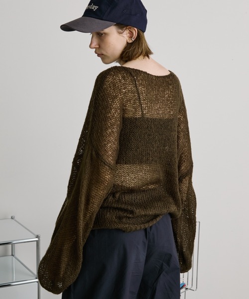 Auntie Rosa Holiday(アンティローザホリデー)の「モヘアタッチルーズメッシュニット(ニット/セーター・レディース・ブラウン/ナチュラル/ブラック/ピンク・FREE)」の7枚目の写真