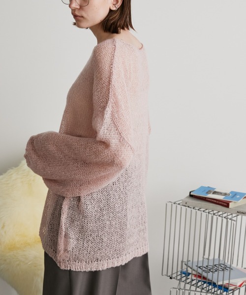 Auntie Rosa Holiday(アンティローザホリデー)の「モヘアタッチルーズメッシュニット(ニット/セーター・レディース・ブラウン/ナチュラル/ブラック/ピンク・FREE)」の15枚目の写真