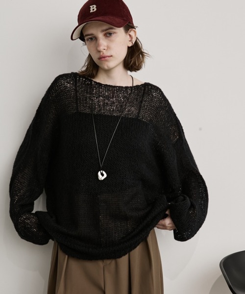 Auntie Rosa Holiday(アンティローザホリデー)の「モヘアタッチルーズメッシュニット(ニット/セーター・レディース・ブラウン/ナチュラル/ブラック/ピンク・FREE)」の22枚目の写真