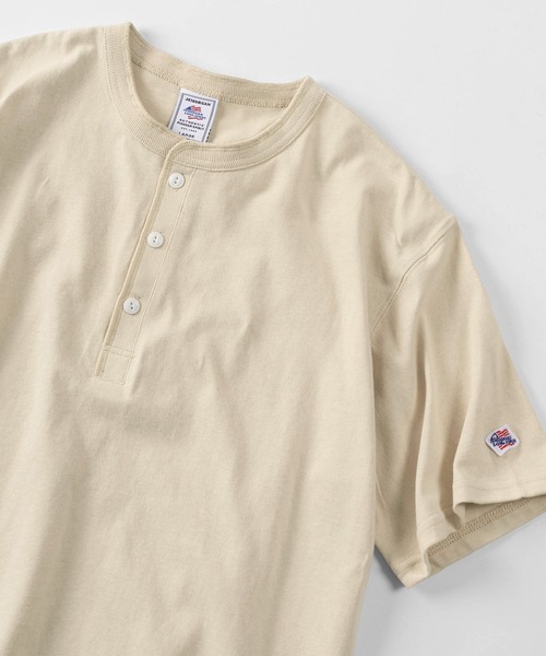 JEMORGAN（ジェーイーモーガン）の「【87】【JEMORGAN/ジェーイーモーガン]  ワンポイントワッペン ヘビーウェイト ヘンリーネック Tシャツ/無地T/インナーウェア（Tシャツ/カットソー・メンズ・アイボリー/カーキ/ネイビー/ホワイト/ブラック・L/XL/M）」の3枚目の写真