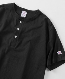 【87】【JEMORGAN/ジェーイーモーガン]  ワンポイントワッペン ヘビーウェイト ヘンリーネック Tシャツ/無地T/インナーウェア