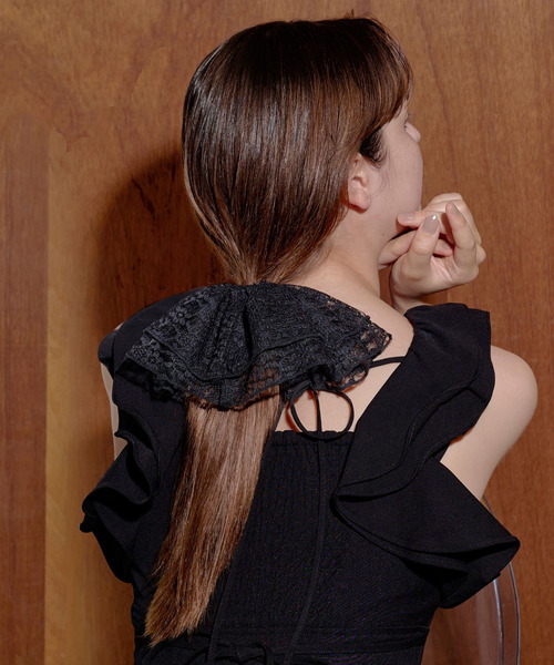 Phoebe（フィービィー）の「ビッグフリルシュシュ　ブラック（シュシュ・レディース・ブラック・FREE）」の4枚目の写真