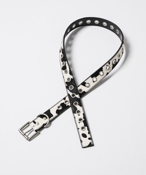 AIVER（アイバー）の「AIVER　ハラコハトメベルト（ベルト・メンズ・ブラック/ホワイト×ブラック/レオパード・LARGE/SMALL）」の2枚目の写真