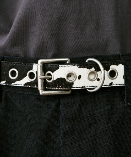 AIVER（アイバー）の「AIVER　ハラコハトメベルト（ベルト・メンズ・ブラック/ホワイト×ブラック/レオパード・LARGE/SMALL）」の4枚目の写真