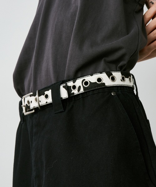 AIVER（アイバー）の「AIVER　ハラコハトメベルト（ベルト・メンズ・ブラック/ホワイト×ブラック/レオパード・LARGE/SMALL）」の5枚目の写真