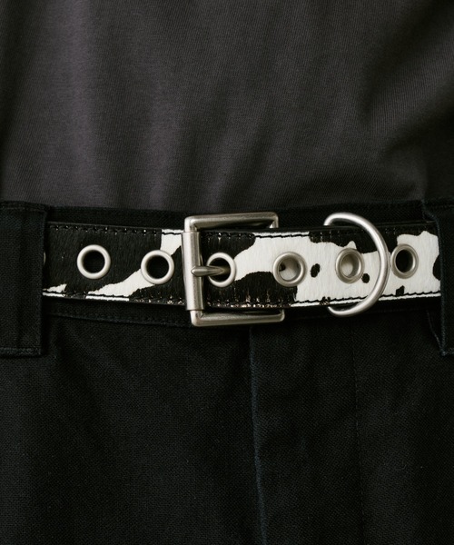 AIVER（アイバー）の「AIVER　ハラコハトメベルト（ベルト・メンズ・ブラック/ホワイト×ブラック/レオパード・LARGE/SMALL）」の6枚目の写真