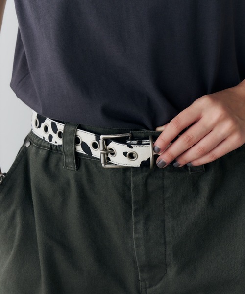 AIVER（アイバー）の「AIVER　ハラコハトメベルト（ベルト・メンズ・ブラック/ホワイト×ブラック/レオパード・LARGE/SMALL）」の8枚目の写真