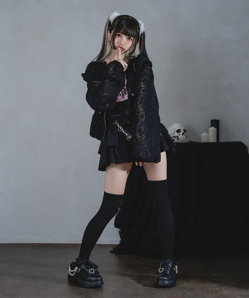 Pal elfy（パルエルフィー）の「ハートスタッツレースパーカー（パーカー・レディース・ブラック系その他/オフホワイト/ブラック・フリー）」の13枚目の写真