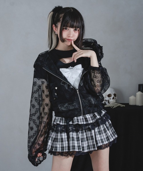 Pal elfy（パルエルフィー）の「ハートスタッツレースパーカー（パーカー・レディース・ブラック系その他/オフホワイト/ブラック・フリー）」の18枚目の写真