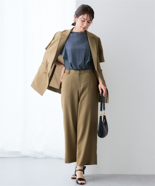 7days Life Styling(セブンデイズライフスタイリング)の「カットソー素材 ストライプ柄バタフライ半袖ブラウス(シャツ/ブラウス・レディース・ネイビー/オフホワイト・M/LL/L/3L)」の10枚目の写真