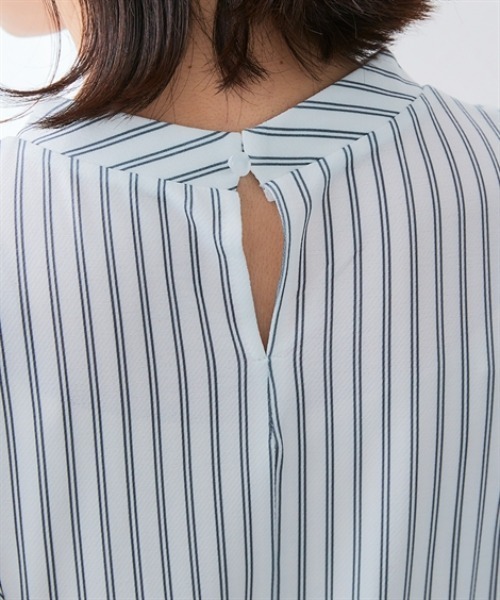 7days Life Styling(セブンデイズライフスタイリング)の「カットソー素材 ストライプ柄バタフライ半袖ブラウス(シャツ/ブラウス・レディース・ネイビー/オフホワイト・M/LL/L/3L)」の17枚目の写真