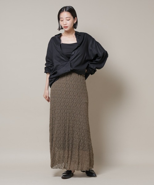 NANO universe(ナノユニバース)の「シアーレースフレアスカート(セットアップ可)(スカート・レディース・ブラック/ブラウン/ベージュ・FREE)」の6枚目の写真