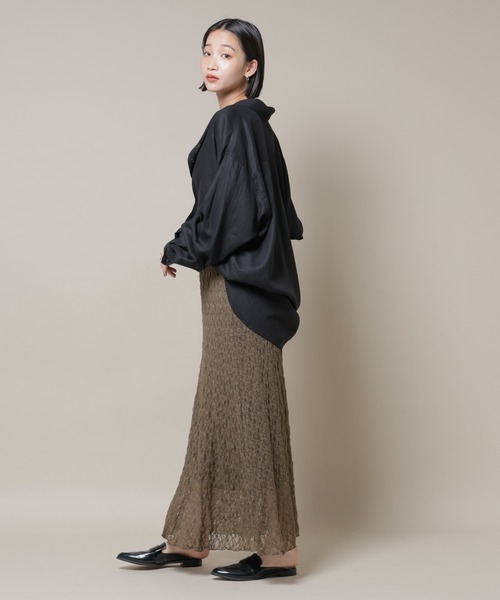 NANO universe(ナノユニバース)の「シアーレースフレアスカート(セットアップ可)(スカート・レディース・ブラック/ブラウン/ベージュ・FREE)」の8枚目の写真