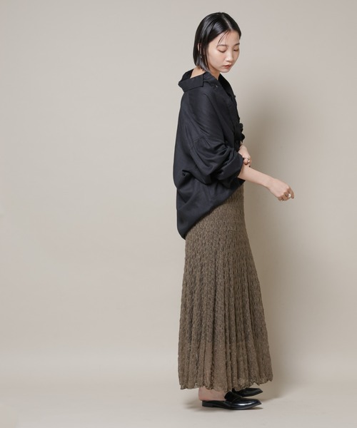 NANO universe(ナノユニバース)の「シアーレースフレアスカート(セットアップ可)(スカート・レディース・ブラック/ブラウン/ベージュ・FREE)」の10枚目の写真