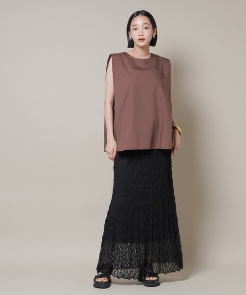 NANO universe(ナノユニバース)の「シアーレースフレアスカート(セットアップ可)(スカート・レディース・ブラック/ブラウン/ベージュ・FREE)」の12枚目の写真