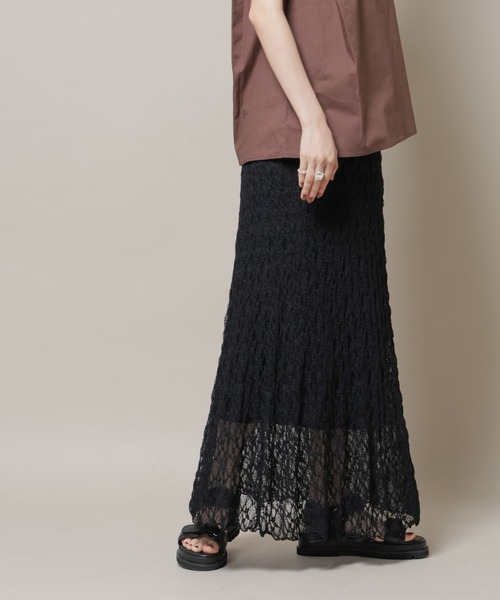 NANO universe(ナノユニバース)の「シアーレースフレアスカート(セットアップ可)(スカート・レディース・ブラック/ブラウン/ベージュ・FREE)」の11枚目の写真