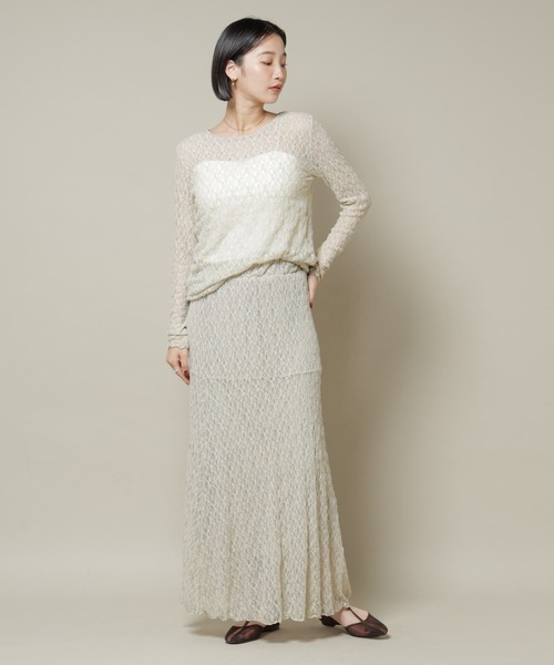 NANO universe(ナノユニバース)の「シアーレースフレアスカート(セットアップ可)(スカート・レディース・ブラック/ブラウン/ベージュ・FREE)」の19枚目の写真