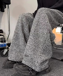 WARAIJOGO（ワライジョウゴ）の「【WARAIJOGO】ハイウエストツイードワイドパンツ(NEZ)（その他パンツ）」