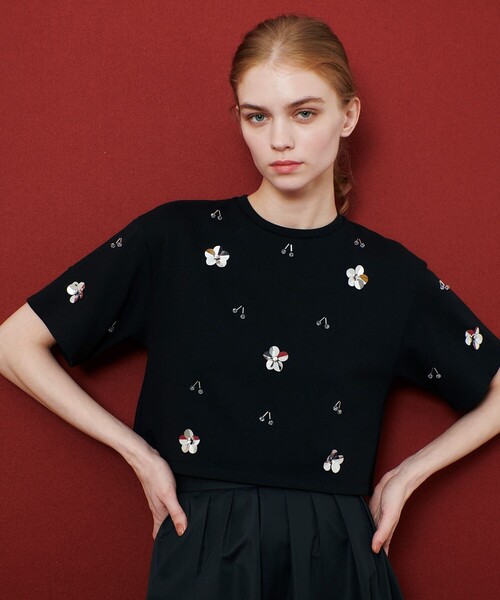 LOULOU WILLOUGHBY(ルルウィルビー)の「【LOULOU WILLOUGHBY】スパンコールTシャツ(Tシャツ/カットソー・レディース・ブラック/オフホワイト・2)」の3枚目の写真