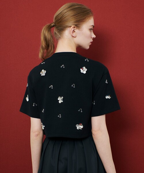 【LOULOU WILLOUGHBY】スパンコールＴシャツ　ブラック LOULOU WILLOUGHBY】スパンコールTシャツ（Tシャツ/カットソー