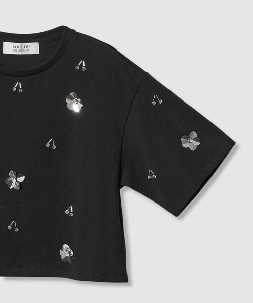 【LOULOU WILLOUGHBY】スパンコールＴシャツ　ブラック allureville｜【LOULOU WILLOUGHBY】スパンコールTシャツ