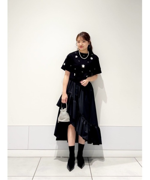 【LOULOU WILLOUGHBY】スパンコールＴシャツ　ブラック セール】【LOULOU WILLOUGHBY】スパンコールTシャツ（Tシャツ