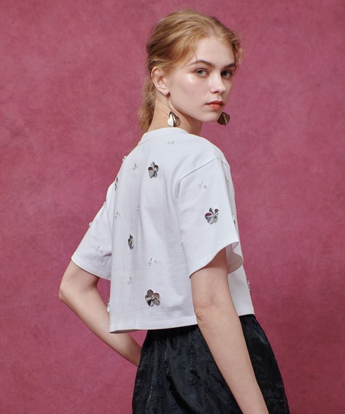 LOULOU WILLOUGHBY(ルルウィルビー)の「【LOULOU WILLOUGHBY】スパンコールTシャツ(Tシャツ/カットソー・レディース・ブラック/オフホワイト・2)」の20枚目の写真