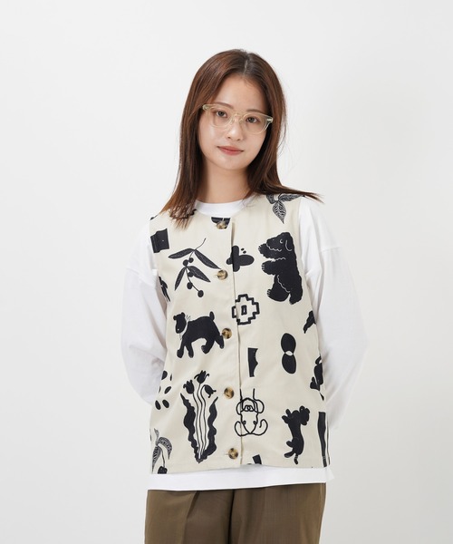 Common Noun(コモン ナウン)の「“CAT”&“DOG” Kana Akiyama コーデュロイベスト(ベスト・レディース・マルチ・M/L)」の5枚目の写真