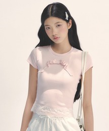 tシャツ レーススプライシングトップス SP25s124「SunsetPark」「2025SS」 レディース SunsetPark tシャツ レーススプライシングトップス SP25s124