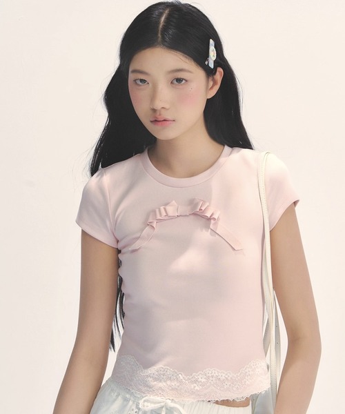 thenewyouthpark リボントップス フロント3Dリボントップス SP25s126【SunsetPark】【2025SS】（T