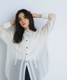 Shelly island | フリルシアースタンドカラーシャツ(シャツ/ブラウス)