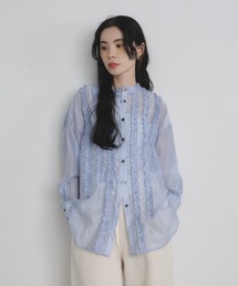 Shelly island | フリルシアースタンドカラーシャツ(シャツ/ブラウス)