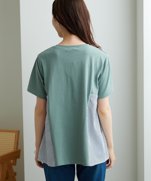 BELLUNA PLUS(ベルーナ)の「サイドリボン使い異素材切替プルオーバー(Tシャツ/カットソー・レディース・セージグリーン/ネイビー系・LARGE/X-LARGE/MEDIUM)」の18枚目の写真