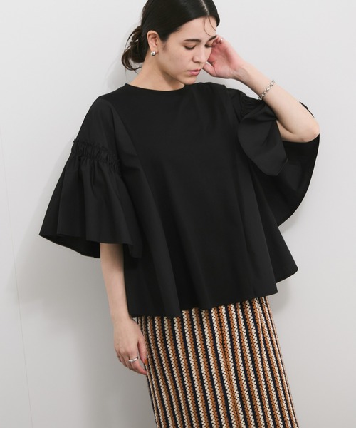 le cercle ADAM ET ROPE'（ルセルクルアダムエロペ）の「ボリュームスリーブドッキングプルオーバー（Tシャツ/カットソー・レディース・ブラック/ホワイト/モスグリーン・FREE）」の10枚目の写真